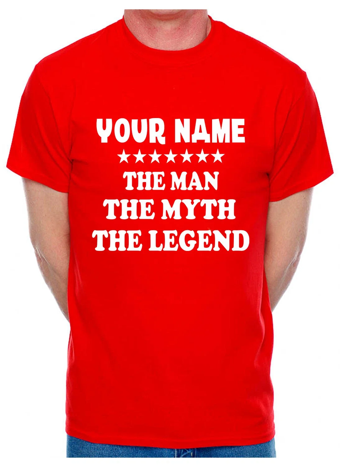 Personalised Mens Tee Funny Gift The Man The Myth Your Name Here Custom Unique T-shirt Cotton Short Sleeve Tee for Sport Daily