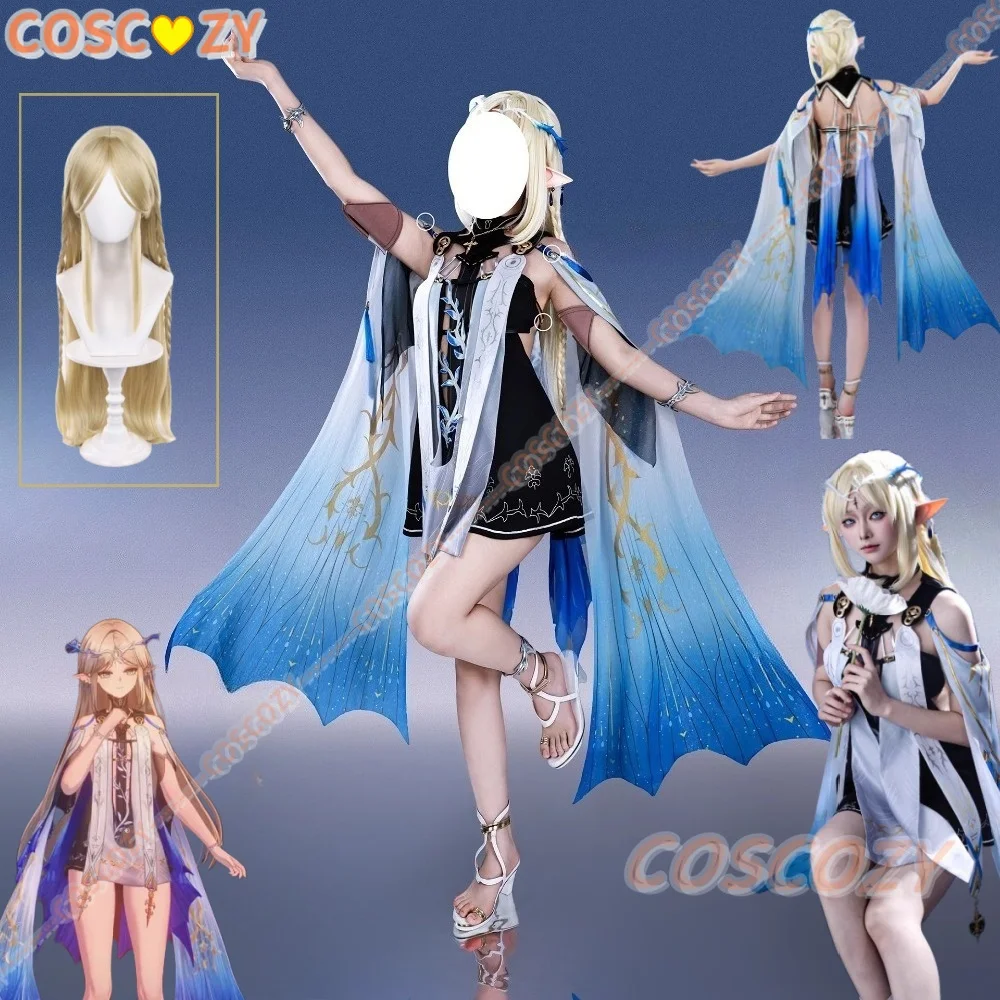

Game Wuthering Waves Cartethyia Cosplay Costume Wig Ears Headwear Set Women Girls Sexy Elf Dress Halloween Party Girls Outfits