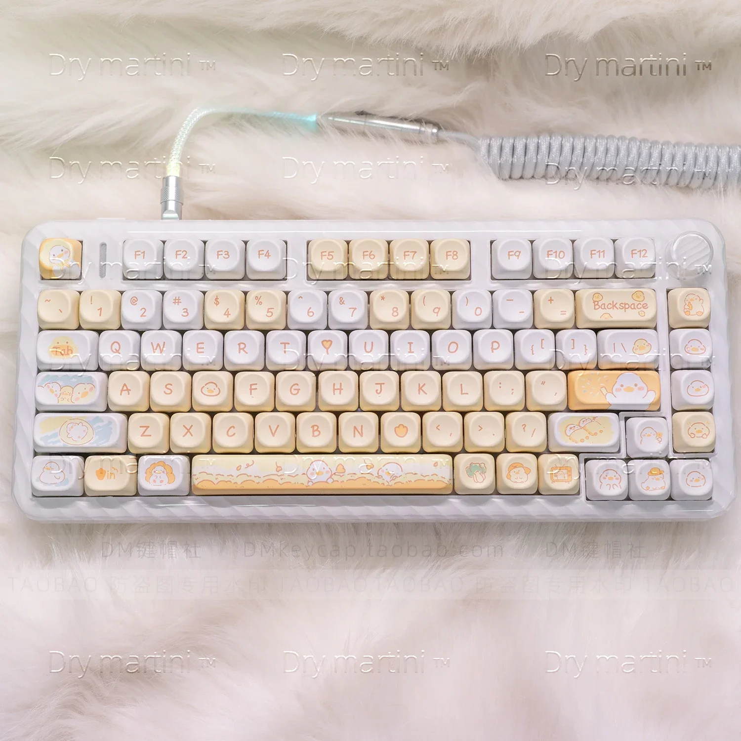 

Little Duck Keycap Cute Ball Cap Mile Good Duck Rounded Cream PBT Hot Sublimation 68 75 84 87 98 108