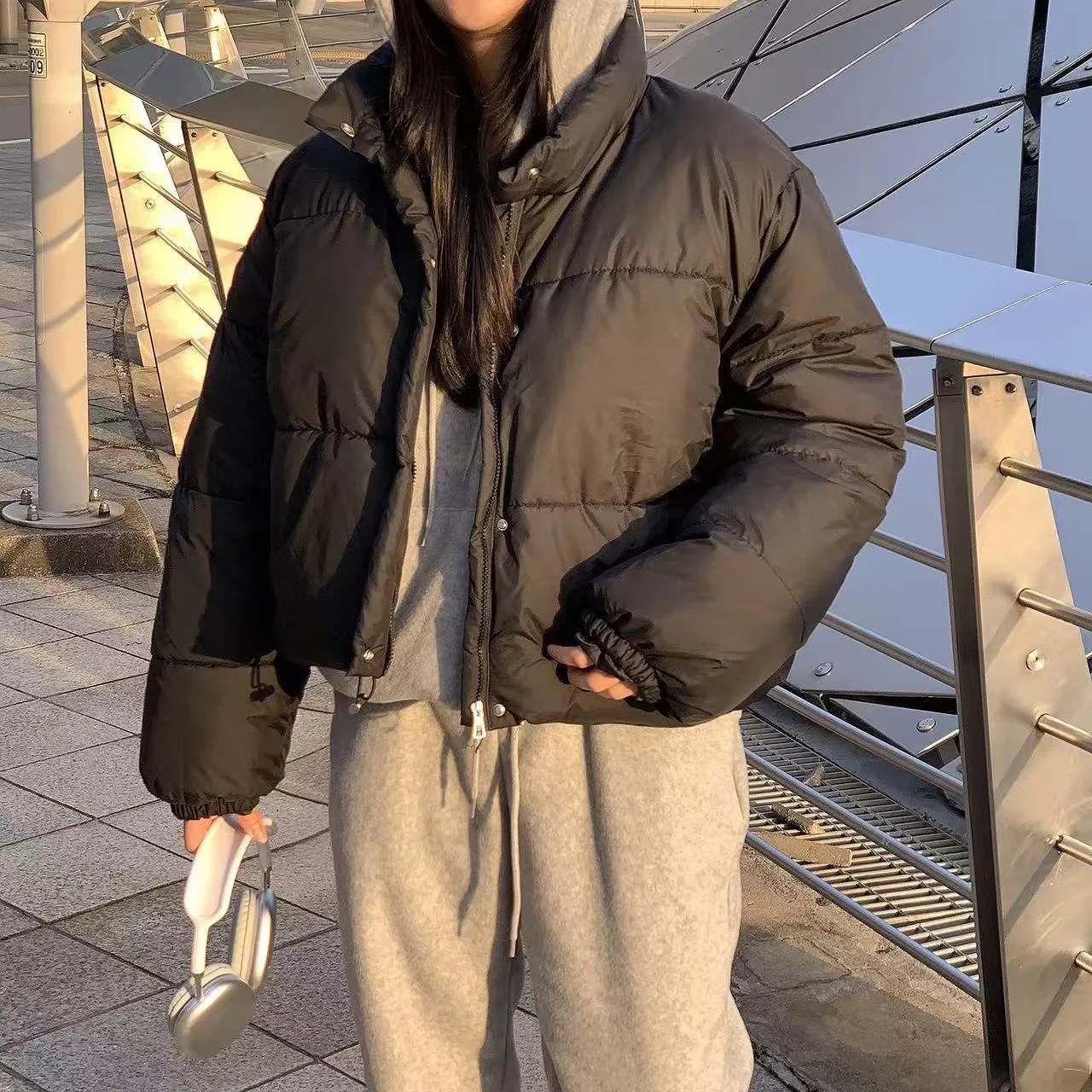 

Женское хлопковое зимнее пальто Jaet Thiened, шикарное, милое, антивозрастное, с воротником-стойкой, свободное, универсальное, ort Sle, корейский дизайн