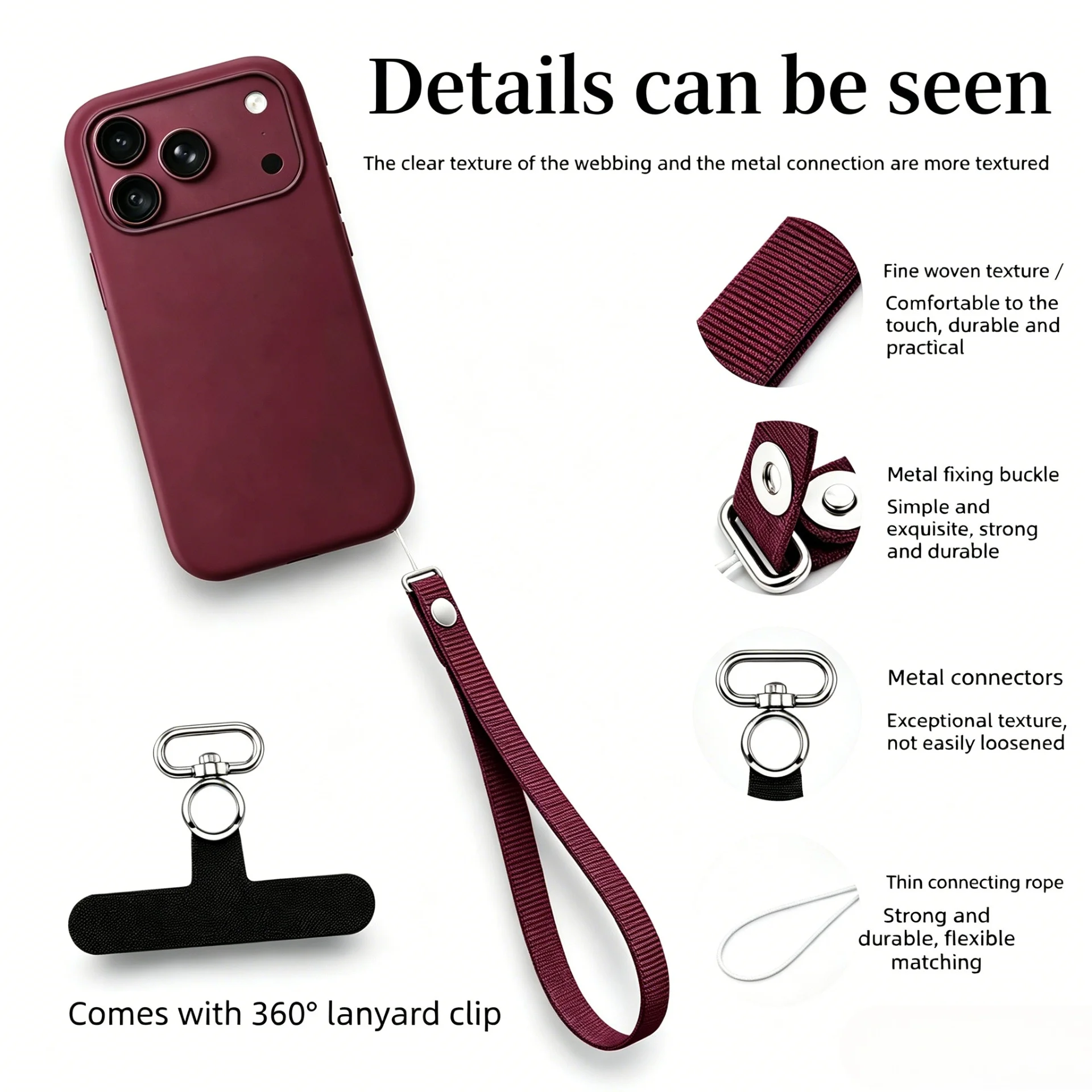 1:1 Original Replica Magnetic Woven Wrist Strap For iPhone Duo 18 Pro Max S27 Ultra Phone Case For AirPods PET Anti-lost Lanyard