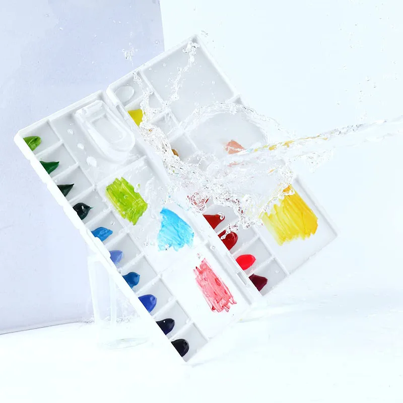 25 Wells Folding Compact Paint Palette Box with Lid for Paint Color Mixing Tools Art Supplies