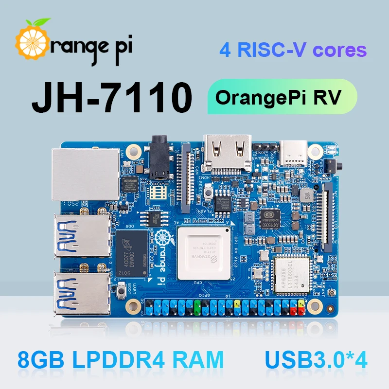 Orange Pi RV 8GB Single Board Computer RISC-V JH-7110 Development Board Mini PC