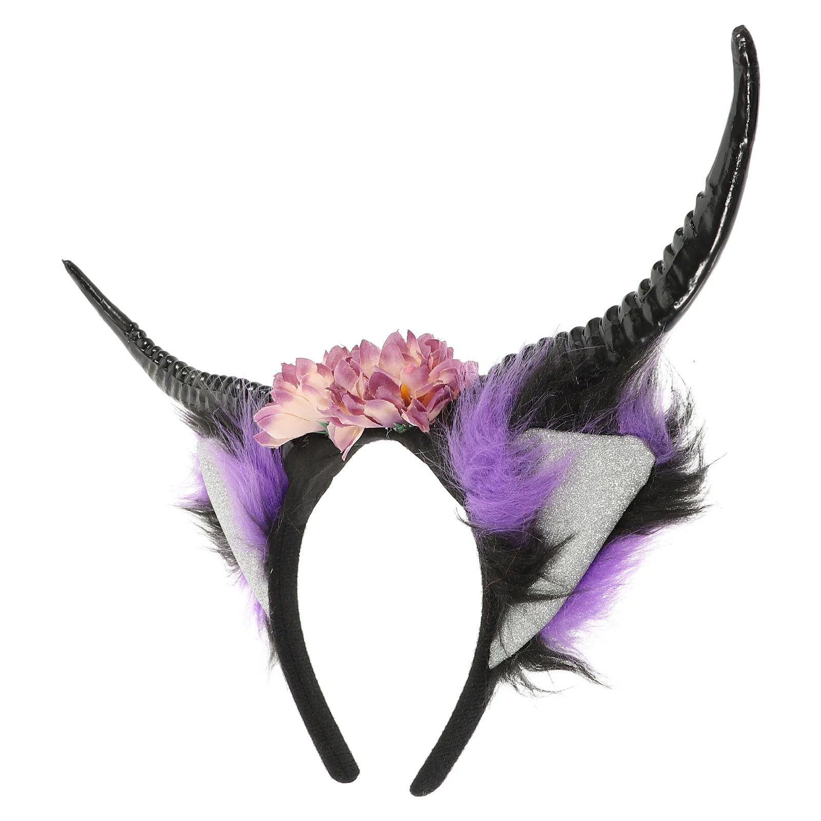 

Horn Headb Plastic Ox Horns Cloth Flowers Faux Kids Halloween Party Accessory Cosplay Headdress Prop Hoops