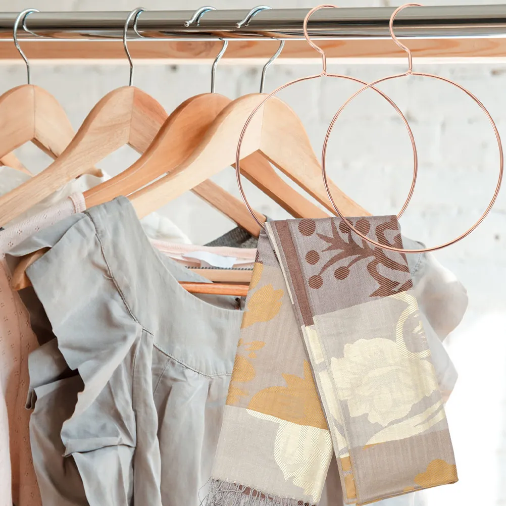 6Pcs Metal Loop Scarf Hangers Round Iron Craft Belt Tie Holder Space Saving Closet Organizer Rack for Scarves Belts Ties