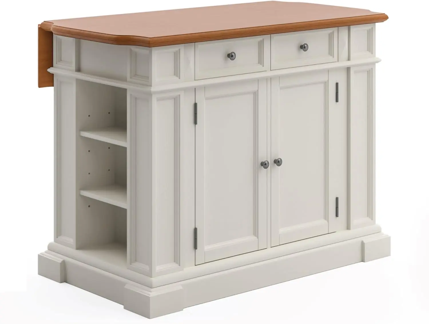 Kitchen Island with Wood Top and Drop Leaf Breakfast Bar, Storage with Drawers and Adjustable Shelves, 50 I