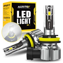 2Pcs AUXITO H11 H8 LED Fog Lights Headlight for Car No Fan Fanless Headlamp HB3 9005 HB4 9006 LED Lamp ZES Chip 6000K White 12V