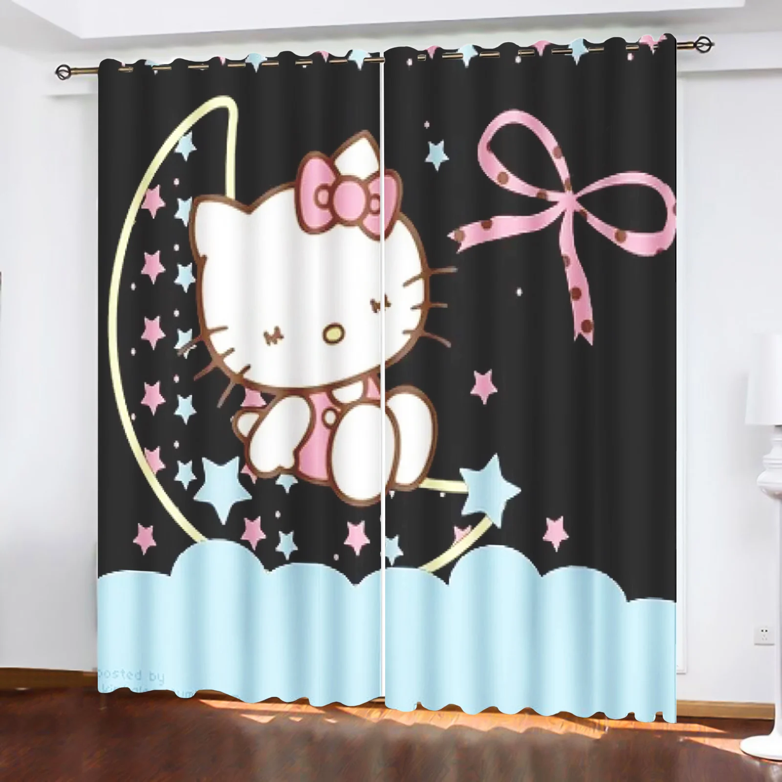 

Holle Kitty Curtain Home Decor 1pc Bedroom Curtains For Living Room Balcony Screen Dustproof Cartoon Cute Perforated