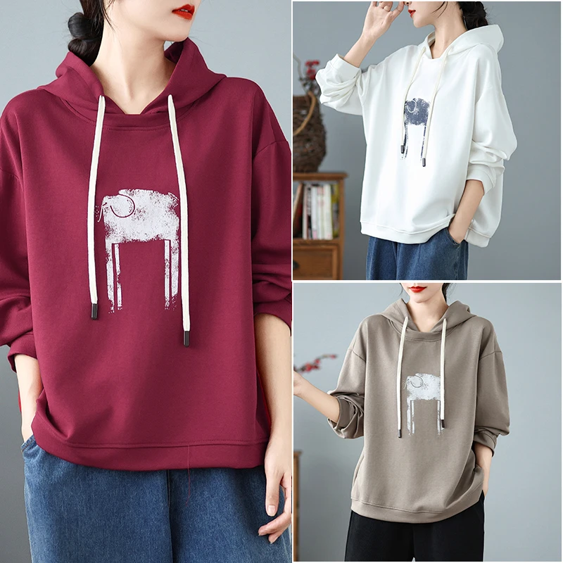 Mole F de Manga Longa com Caimento Solto, Estilo Casual para Primavera e Outono, Novo Estilo Versátil