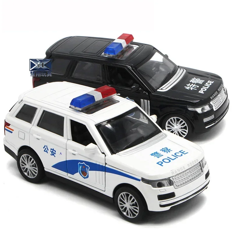 1:32 Rover Range Police Car High Simulation Alloy Car Model Open Door Boy Toy Pull Back Car Model E79