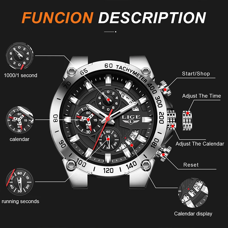 TOP LIGE ساعات رجالية مقاوم للماء التقويم ساعة اليد كوارتز ساعة اليد ساعة رياضية عسكرية مضيئة ساعات للرجال reloj + BOX #3