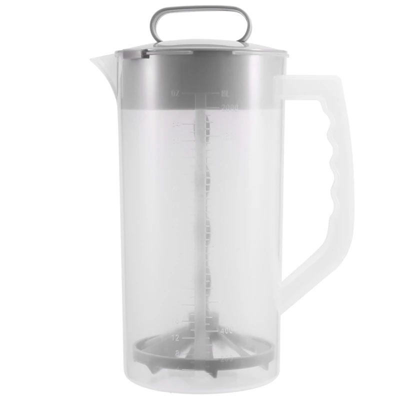 Mixing Pitcher For Drinks,2 Quart/64Oz Plastic Water Pitcher With Lid,Easy-Mix Juice Container,Angled Plastic Blades