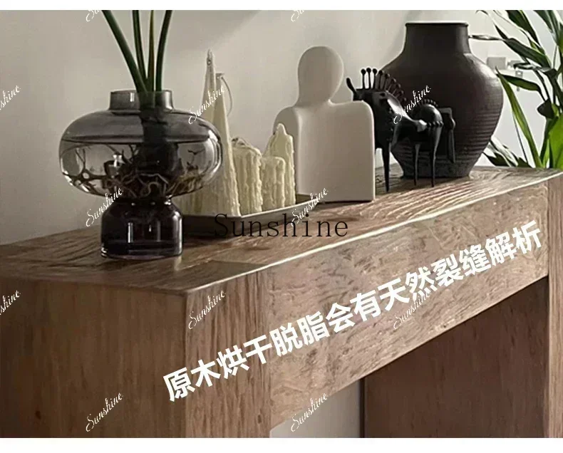 Solid Wood Entrance Cabinet Retro Guesthouse Decoration Side Table Silent Wind against the Wall a Long Narrow TableXX