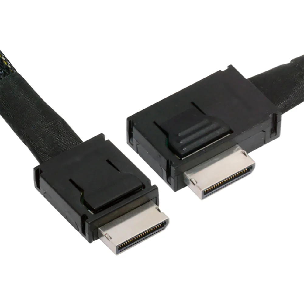 Imagem -01 - Zihan-cabo Ativo de Dados para Gpu Ssd Esquerda para Baixo Angular 90 Graus Oculink Pcie 4.0 Pci-express Sff8611 4i a Sff9611 50cm zihan cabo ativo de dados para gpu ssd esquerda para baixo angular 90 graus oculink pcie 40 pci express sff8611 4i a sff9611 50cm 01