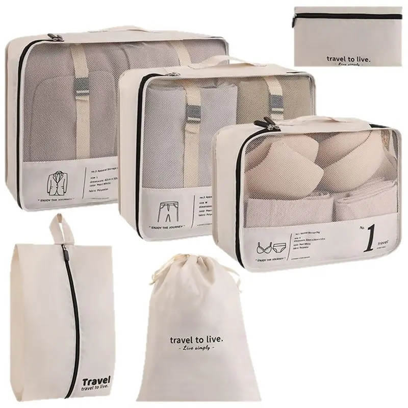 ABRT-Seven-Piece Travel Storage Bag Set For Clothes, Shoes, And Toiletries