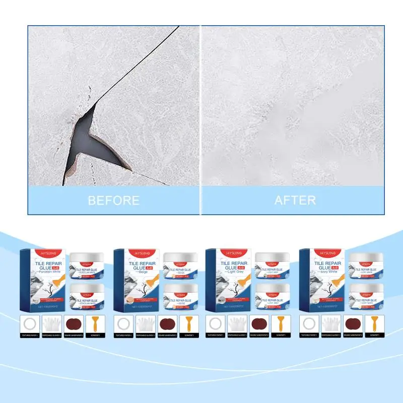 

Jaysuing Tile Repair Adhesive (Porcelain White) Waterproof Sealing Adhesive For Leaky Gaps In Living Room And Bathroom Wall Tile