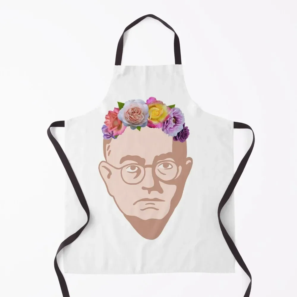 Theodor Adorno (German Philosopher) - Philosophy Portrait With Flower Crown Apron Waiter Uniforms Kitchen For Women Apron