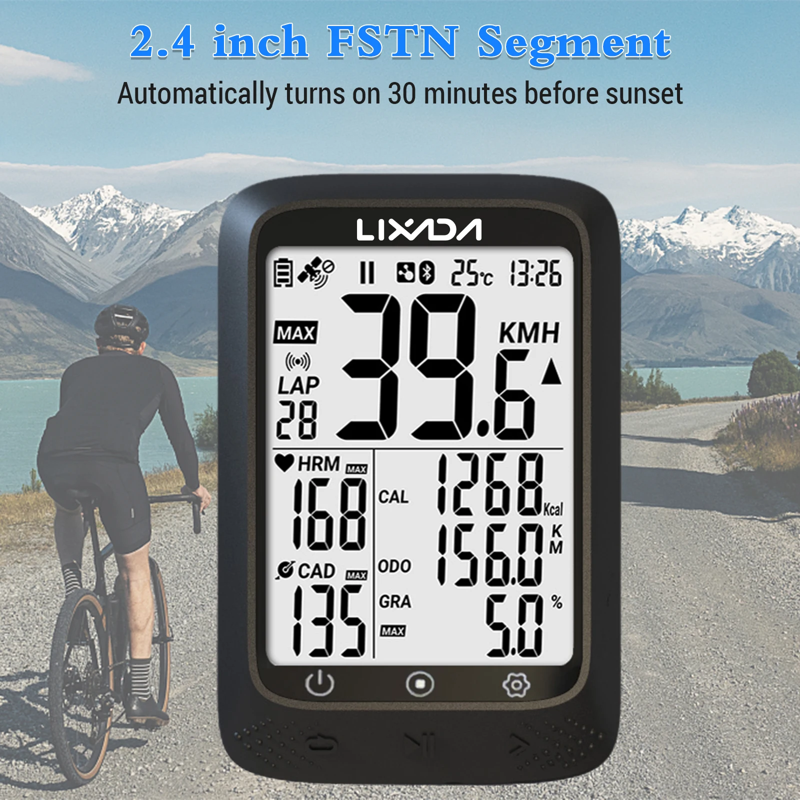 Bike Computer GPS Wireless ANT+ Sensor and BT 2.3in Altitude Gradient Heart rate Compatible Strava APP Bicycle Computer