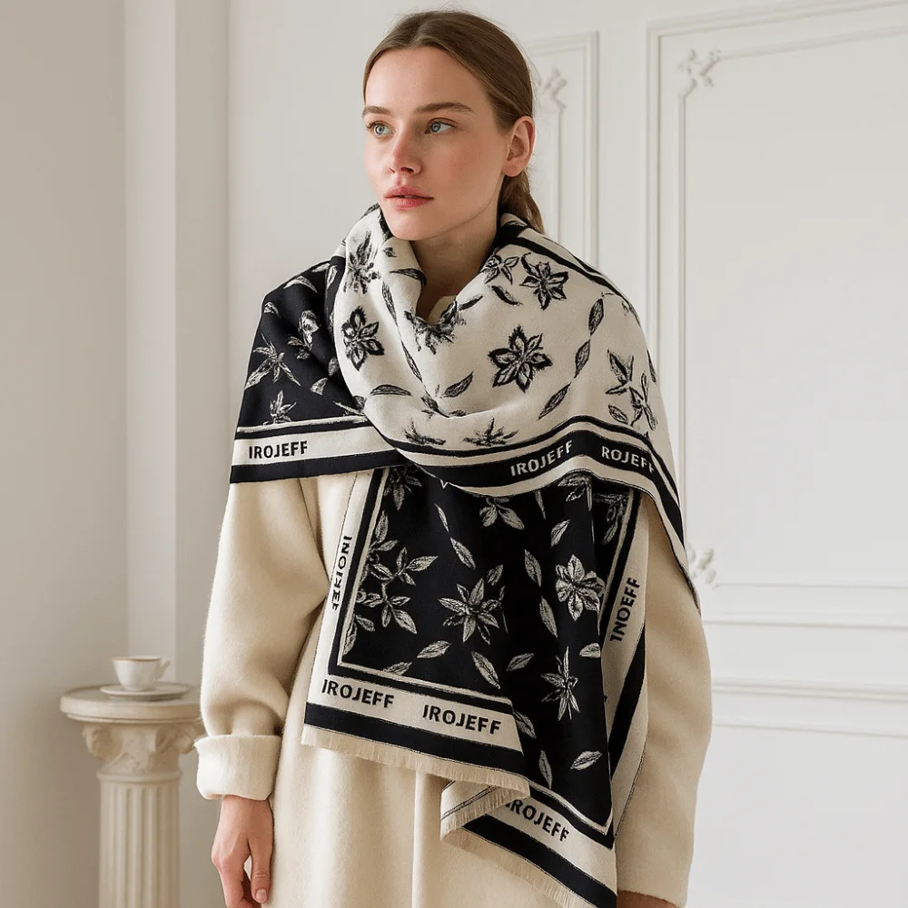 

Уютный элегантный жаккардовый дизайнерский шарф, холодостойкий ветрозащитный шарф из искусственного кашемира, теплое одеяло, шарф на осень-зиму