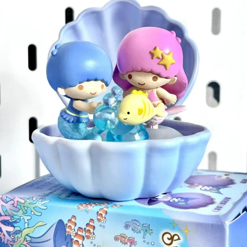 Sanrio Mermaid Shells Series Cute Figure Cinnamoroll Pompom Purin Hello Kitty Kuromi My Melody Model Toys Anime Figurine Doll