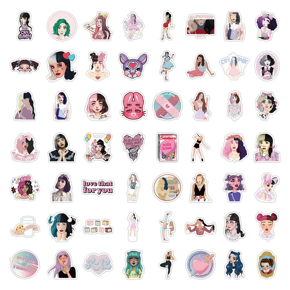 60Pcs Singer Melanie Martinez Stickers for Water Bottles Laptop Suitcase Scrapbooking Journaling Adults Toy Gifts