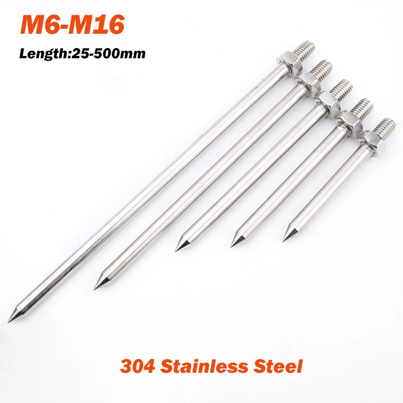 1-20Set PVC Pipe Clamp Steel Nails M6 M8 M10 M12 M14 M16 304 Stainless Steel Straight Rod Bolts Tube Clamp Nail Length:25-500mm