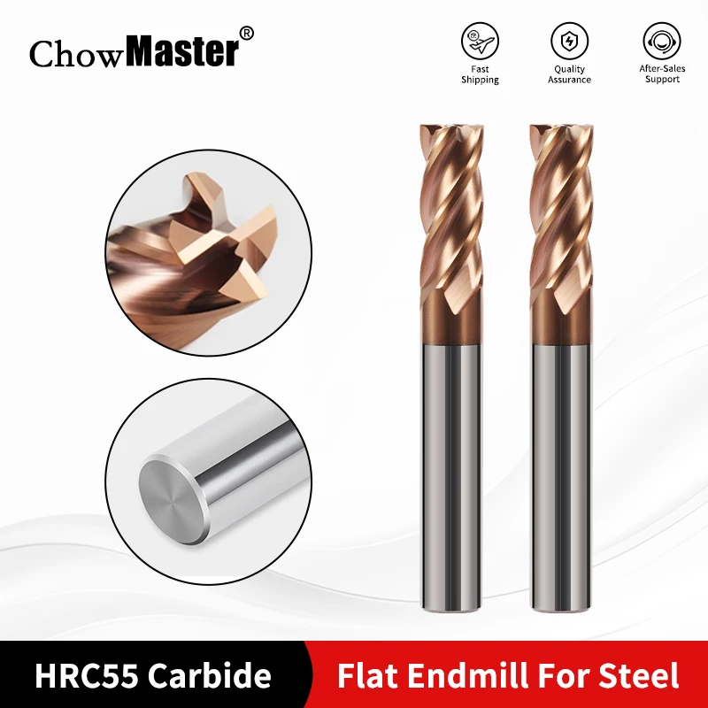 Chowmaster HRC55 كربيد نهاية مطحنة 1 2 4 6 8 10 12 14 20 مللي متر 4 المزامير قاطعة المطحنة قطع الحديد CNC Maching EndMill قاطعة المطحنة #1