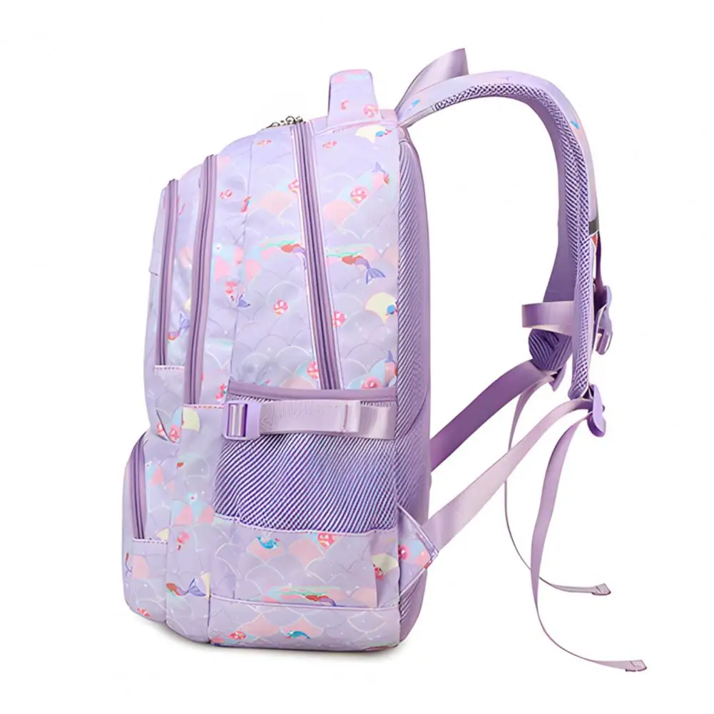 Girls Backpack with Side Pockets Girls Insulated Lunch Bag Mermaid Print School Bag Set with Insulated Lunch Box for Teens