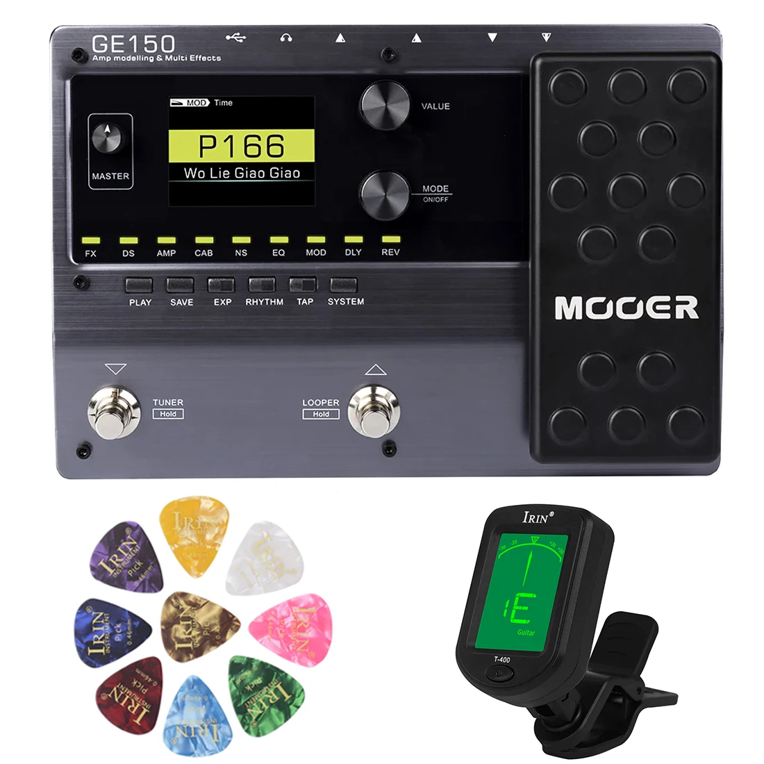 MOOER GE150 Digital Tube AMP Modelling Guitar Multi-Effects Pedal Processor 55 AMP Models 9 Effect Types Loop Recording 80S