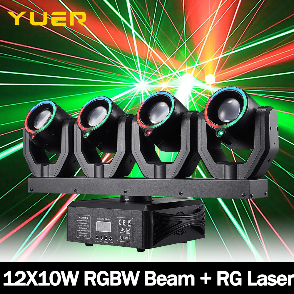 

12x10W LED RGBW Beam RG Laser Moving Head Light Flash Lights DMX512 Sound Control For DJ Disco Wedding Party Club Stage Light