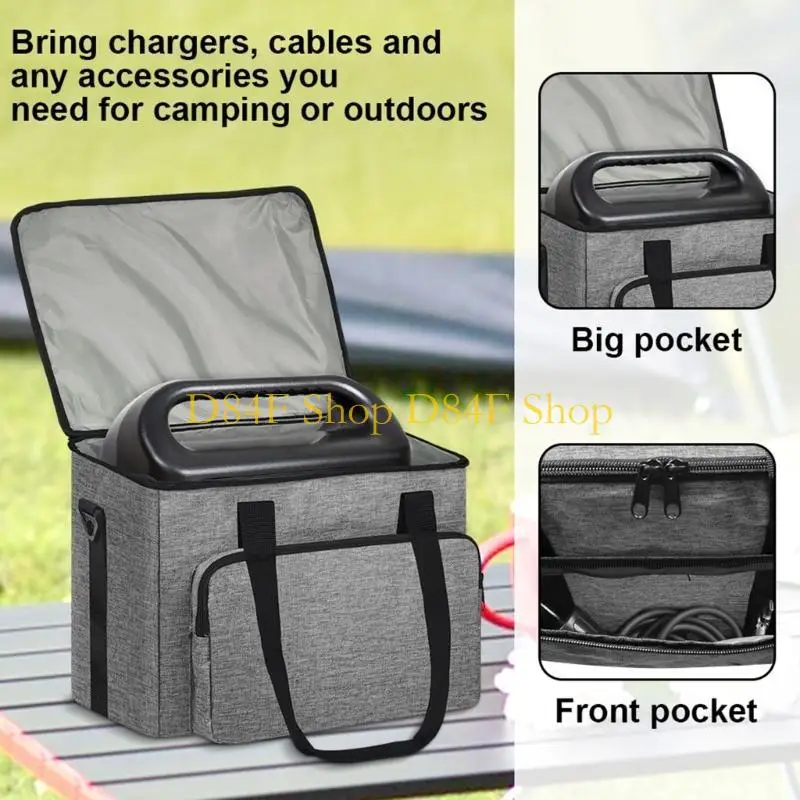 D84F Solar Energy System Carrying Case With Hard Bottom Support And Front For Chargers Adapters Cable