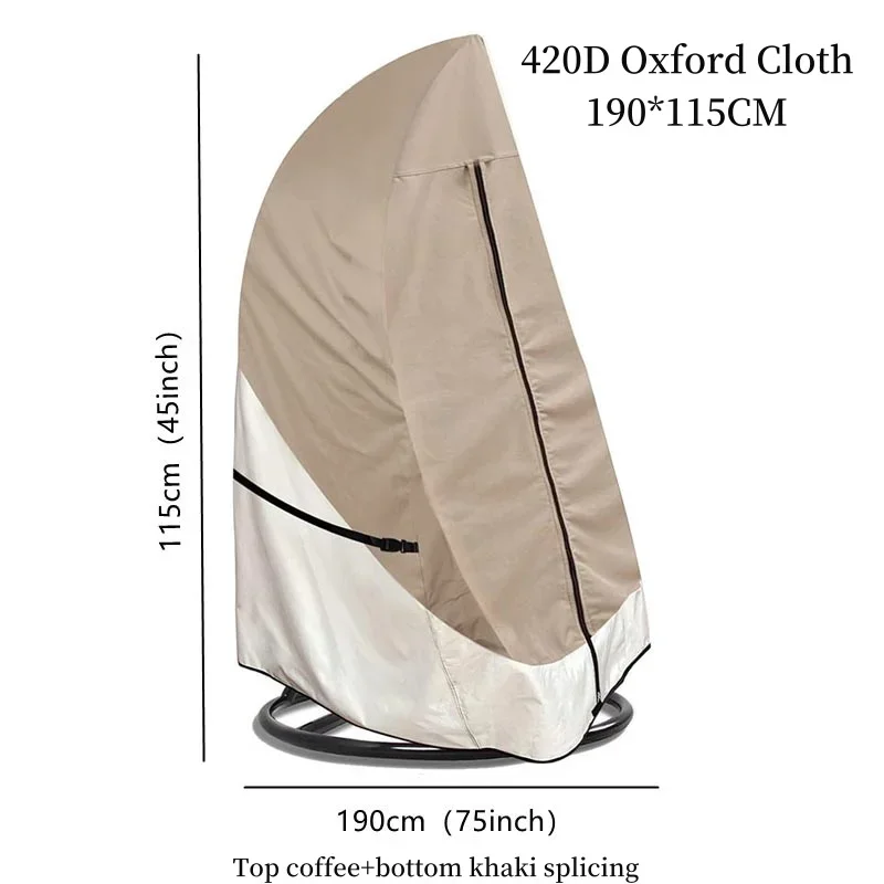 420D Oxford Cloth Furniture Rocking Chair Cover, Swing Chair Waterproof Outdoor Cover, Eggshell Splicing Zipper Dust Cover