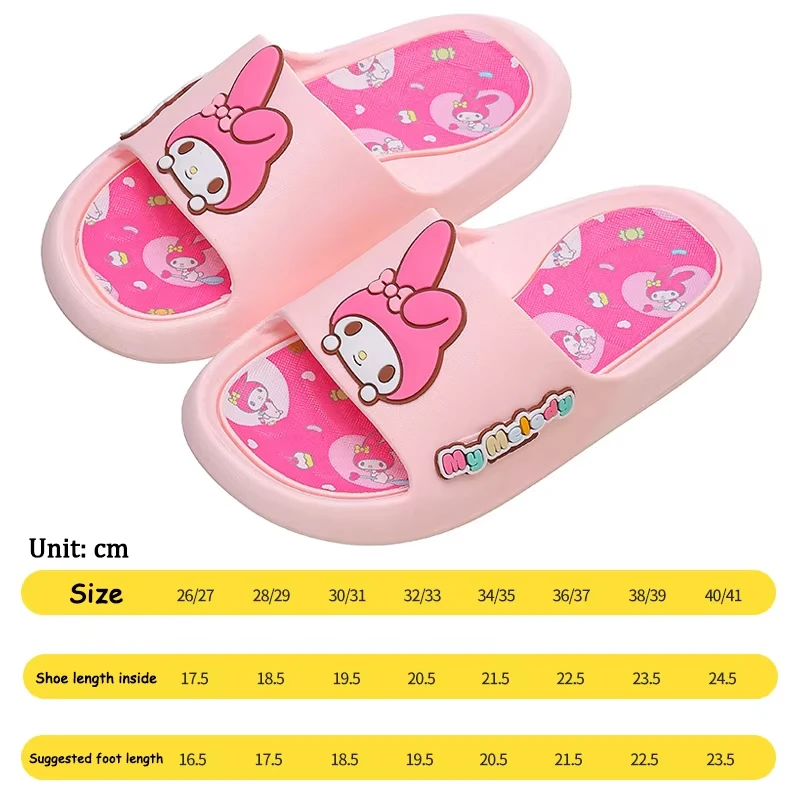 Pantofole sandali per bambini originali Sanrio Kitty Yuji Dog Melody, pantofole estive per il bagno interno, antiscivolo, per la casa del bambino