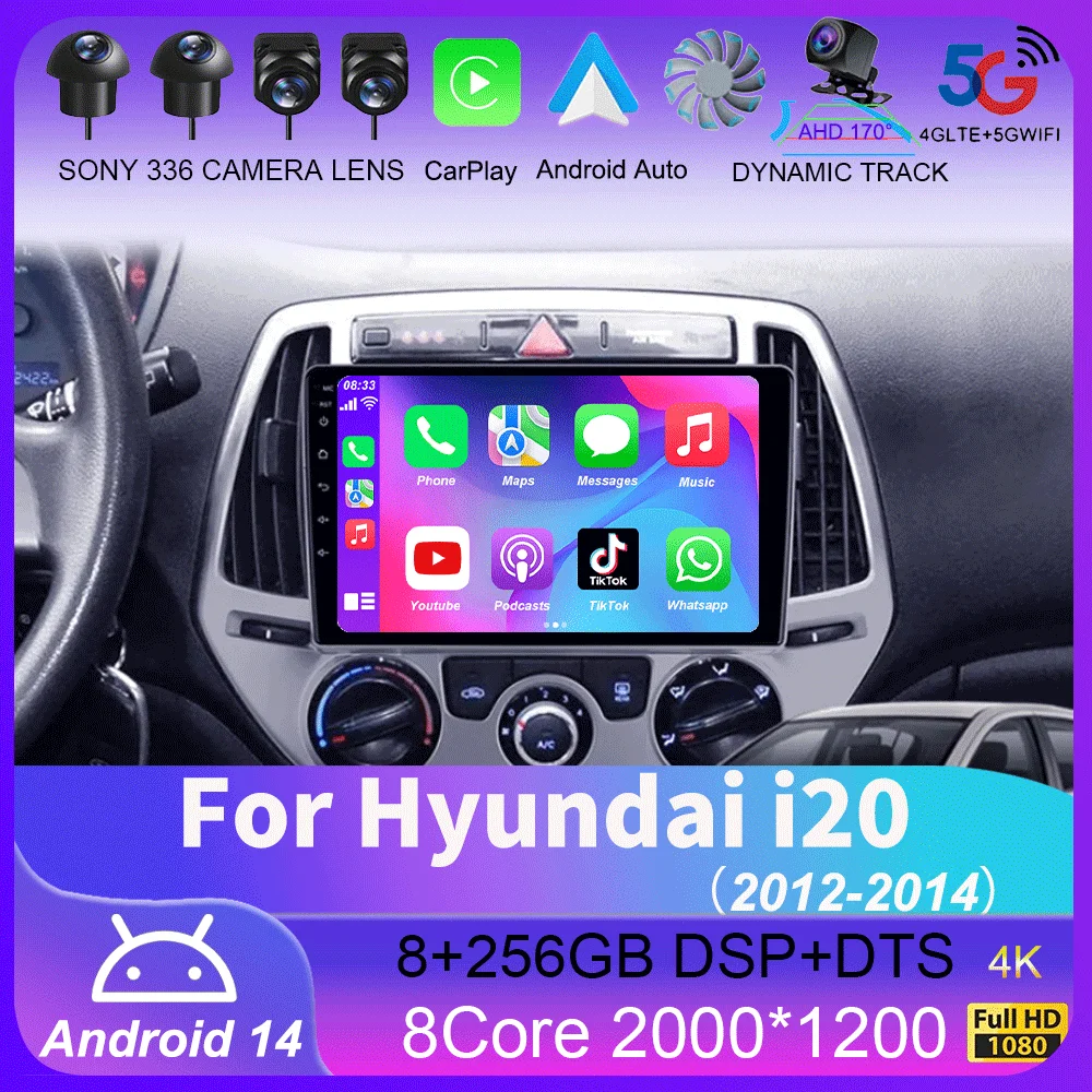 

Car Radio For Hyundai i20 PB 2012 - 2014 Multimedia Video Player Wireless Carplay And Wireless Android Auto Portable Universal T