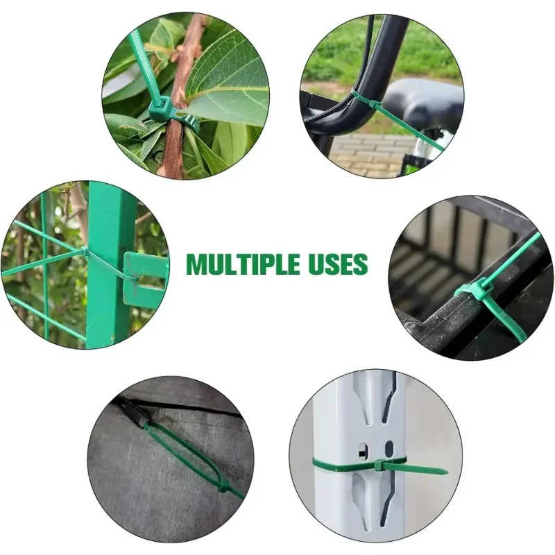 100PCS 20CM Green Nylon Zip Ties Heavy-Duty Self-Locking Cable Ties Multi-Purpose 40lbs Strength Wire Management