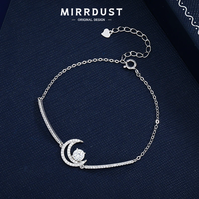 

【Mirrordust】Shinys925Серебряное сердце MooninsУникальные ручные украшения Модный простой универсальный браслет унисекс
