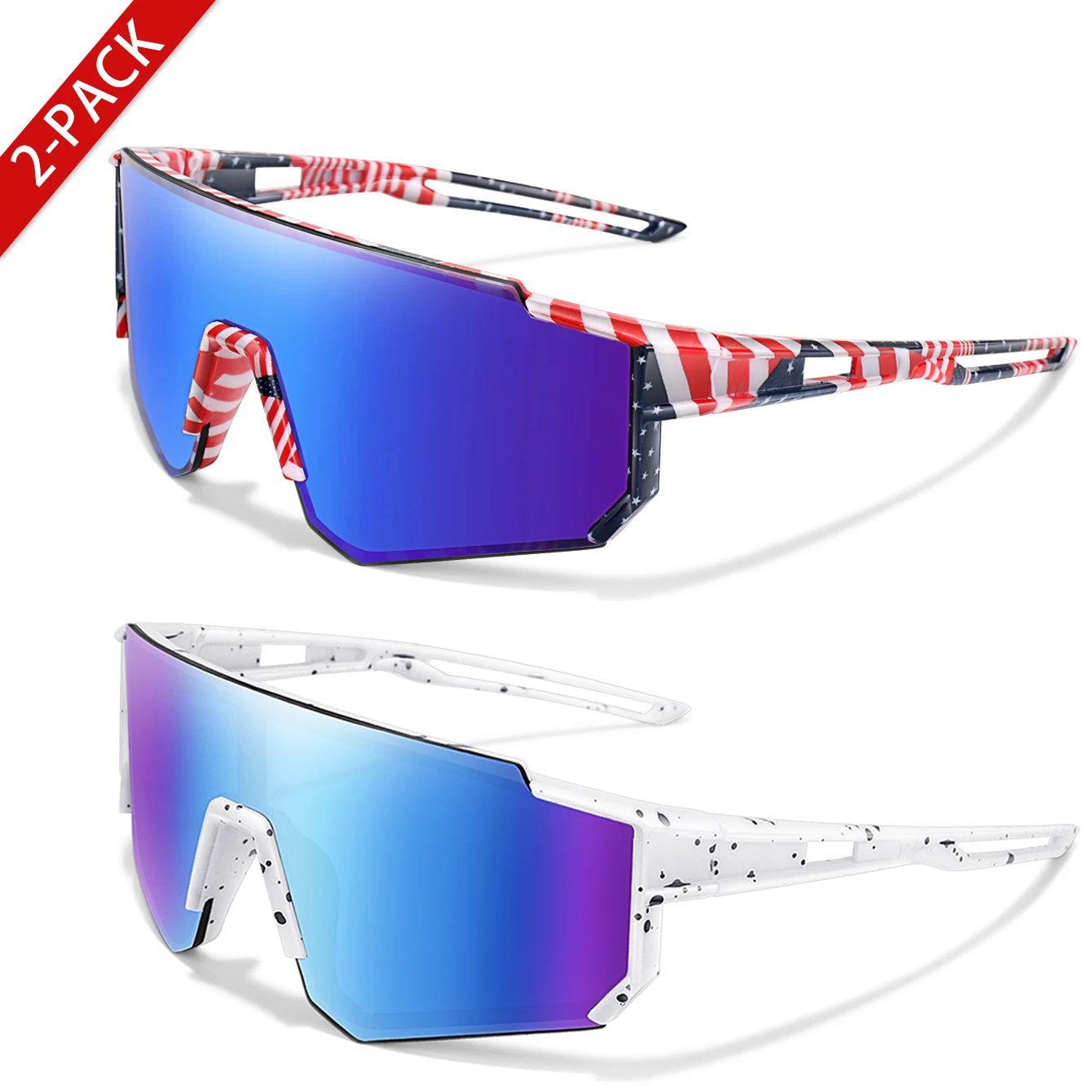 2 Pairs Youth Sunglasses for Retail Wholesale Glasses for Age 9-14 Years Old Boys Girls Baseball Cycling Running UV400