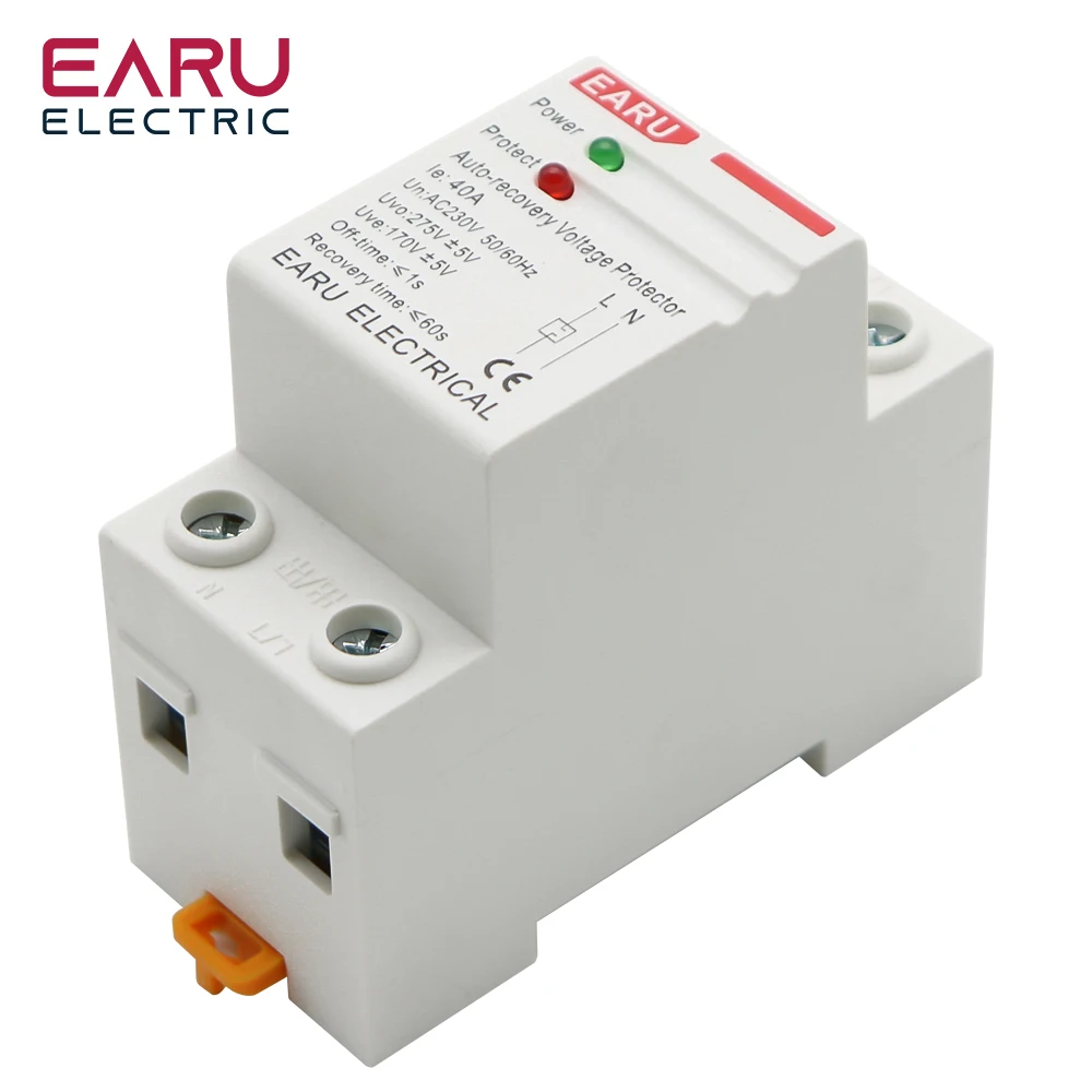 2P 4P 40A 63A 230V 400V Din Rail Automatic Recovery Reconnect Over Voltage Under Voltage Protective Device Protection Relay