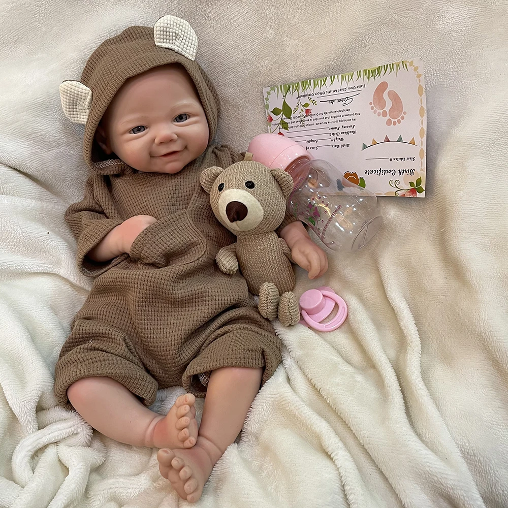 Attyi 18inch Vivienne Full Body Solid Silicone Reborn Doll Painted Lifelike Flexible Newborn Girl Dolls bebes rerbon silicona