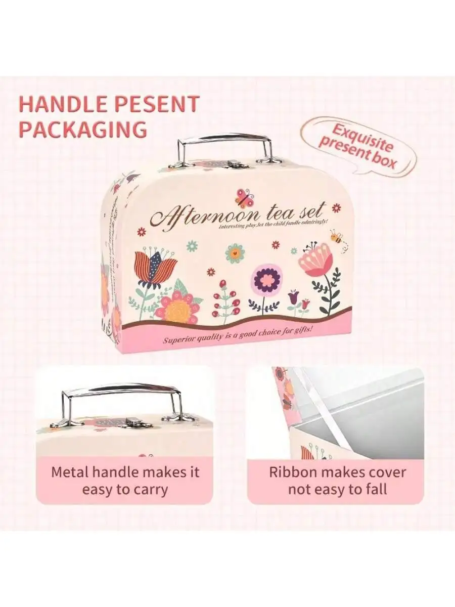 مجموعة حفلات شاي الفتاة الصغيرة ، التظاهر بلعب لعبة وقت الشاي ، البسكويت والحلوى ، وعاء شاي الدونات ، الأميرة جي ، 42 قطعة #4