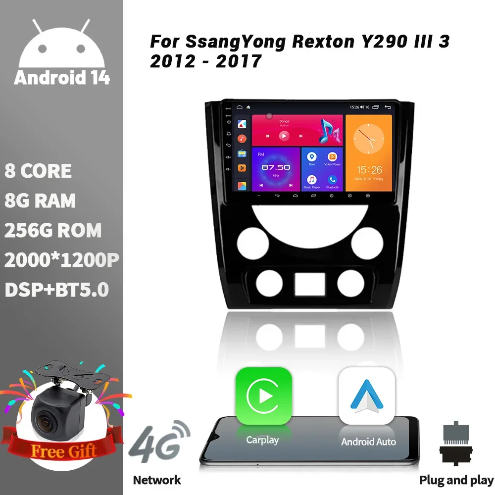

Android For SsangYong Rexton Y290 III 3 2012-2017 WIFI Car Radio Multimedia Player Navigation Wireless CarPlay Screen Stereo
