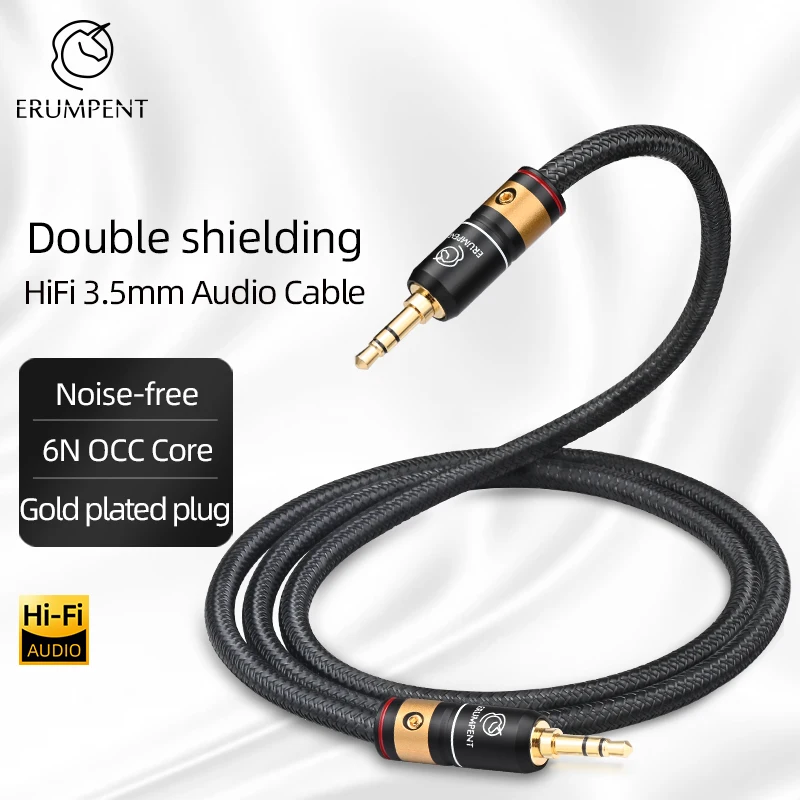 Hi-end OCC HiFi 3.5mm 90 stopni Aux kabel Audio podwójne ekranowanie Stereo 3.5mm Jack z męskiego na męskie do wzmacniacza telefonu mikser