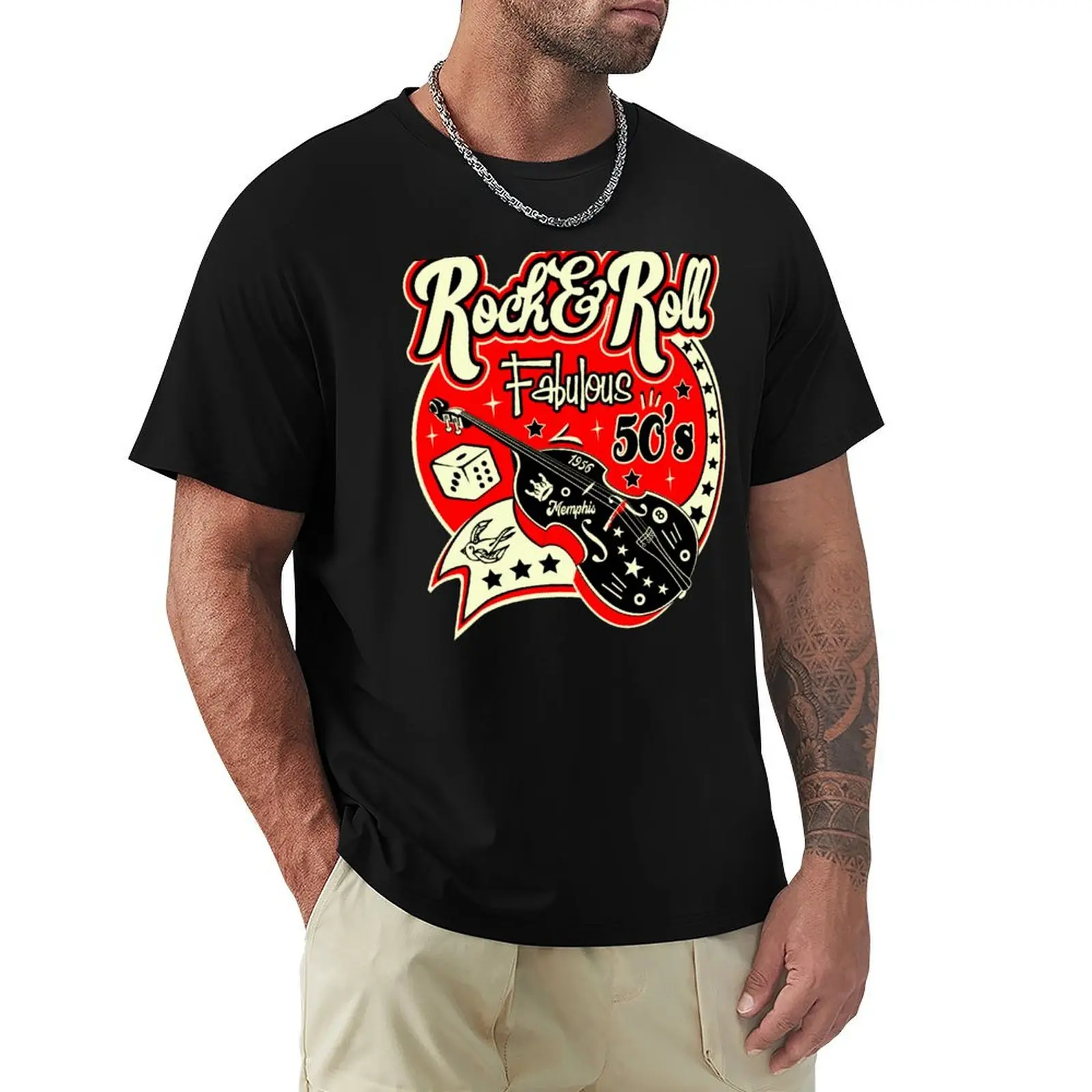 1950s Sock Hop Dance Party 50s Rockabilly Vintage Rock and Roll Music T-Shirt Basic Comfort Fit T-Shirt for Men
