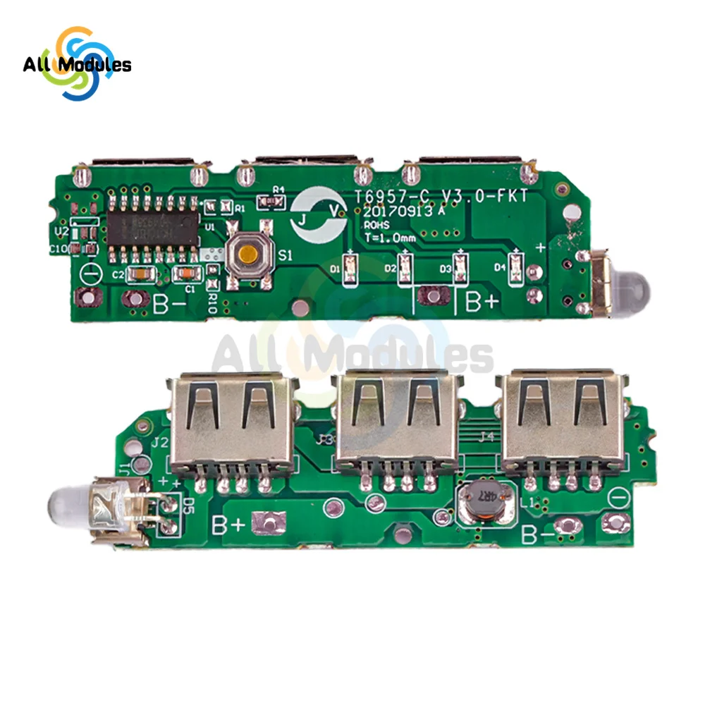 3V ~ 5V 3 USB 18650 리튬 배터리 충전 모듈 파워 뱅크 용 스텝 업 부스트 리튬 이온 리포 배터리 충전 회로 보드