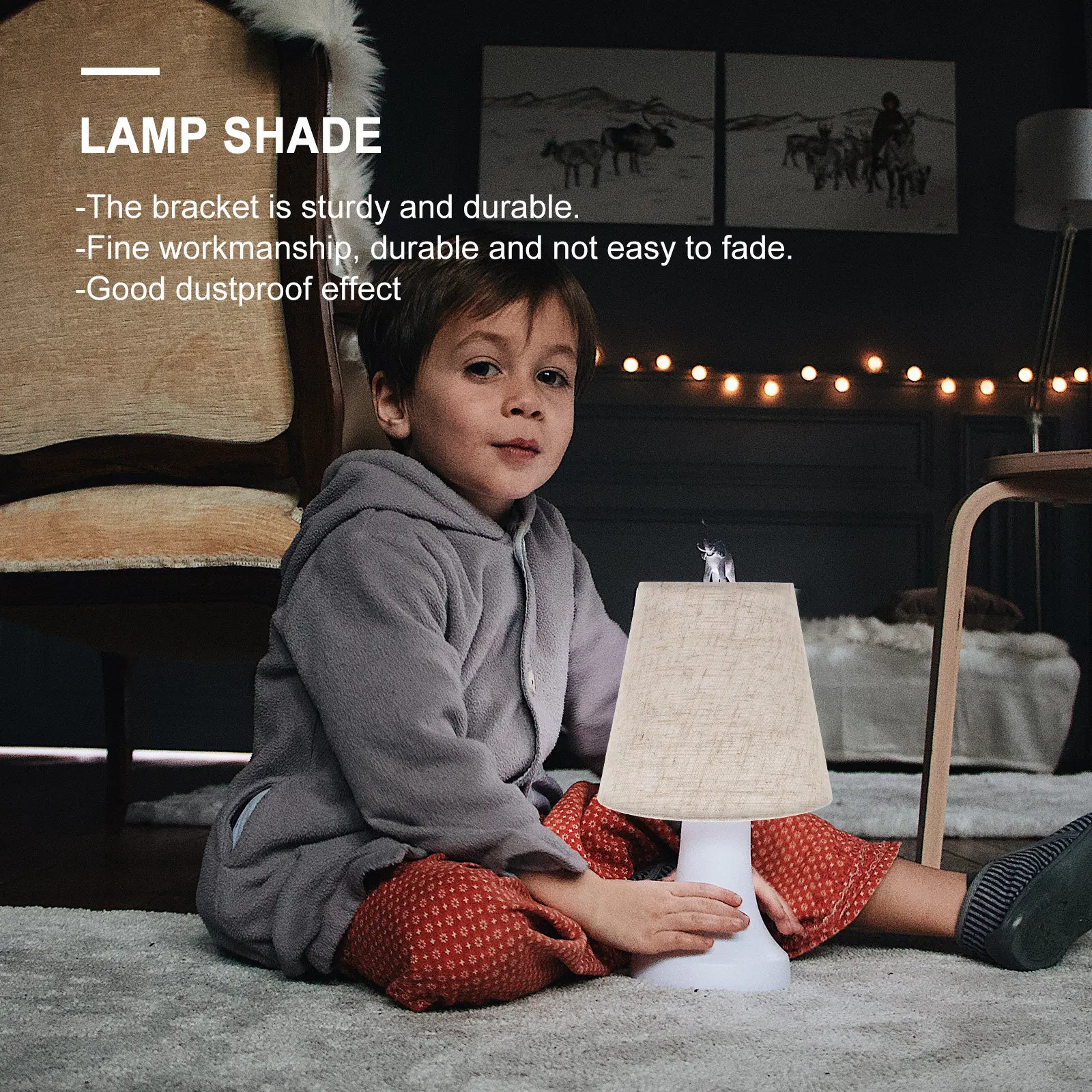 

Легкий тканевый абажур, простая установка, прочная конструкция, мягкий свет, декоративный, для гостиной, спальни, рабочего стола.