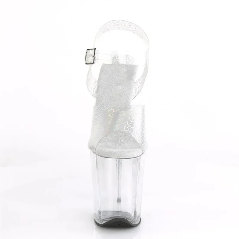 20cm Transparent Waterproof Platform High Heels Transparent Crack Upper Sandals/pole Dancing Model Catwalk Shoes