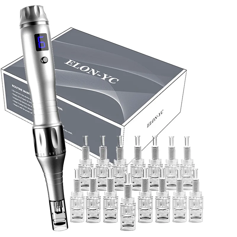stylo-elon-yc-dr-dermapen-ultima-x3-stylo-de-beaute-professionnel-sans-fil-kit-d'outils-de-soin-de-la-peau-avec-15-cartouches-de-remplacement