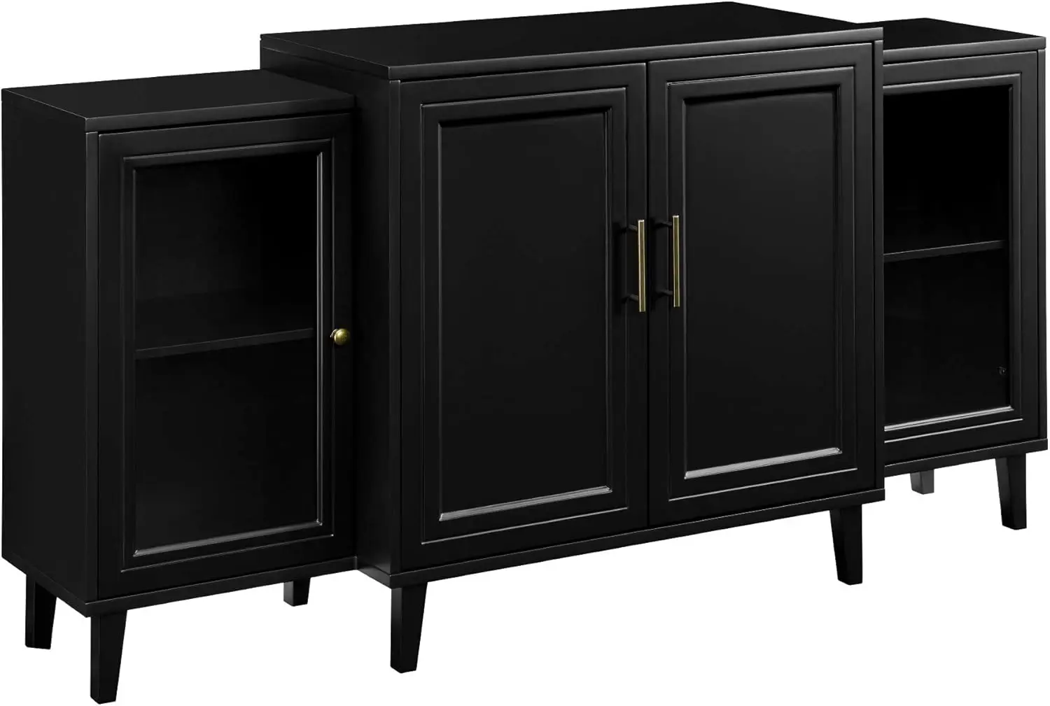 4-Door Tiered Modern-Sideboard-Buffet Stand for Storage, 62, Black