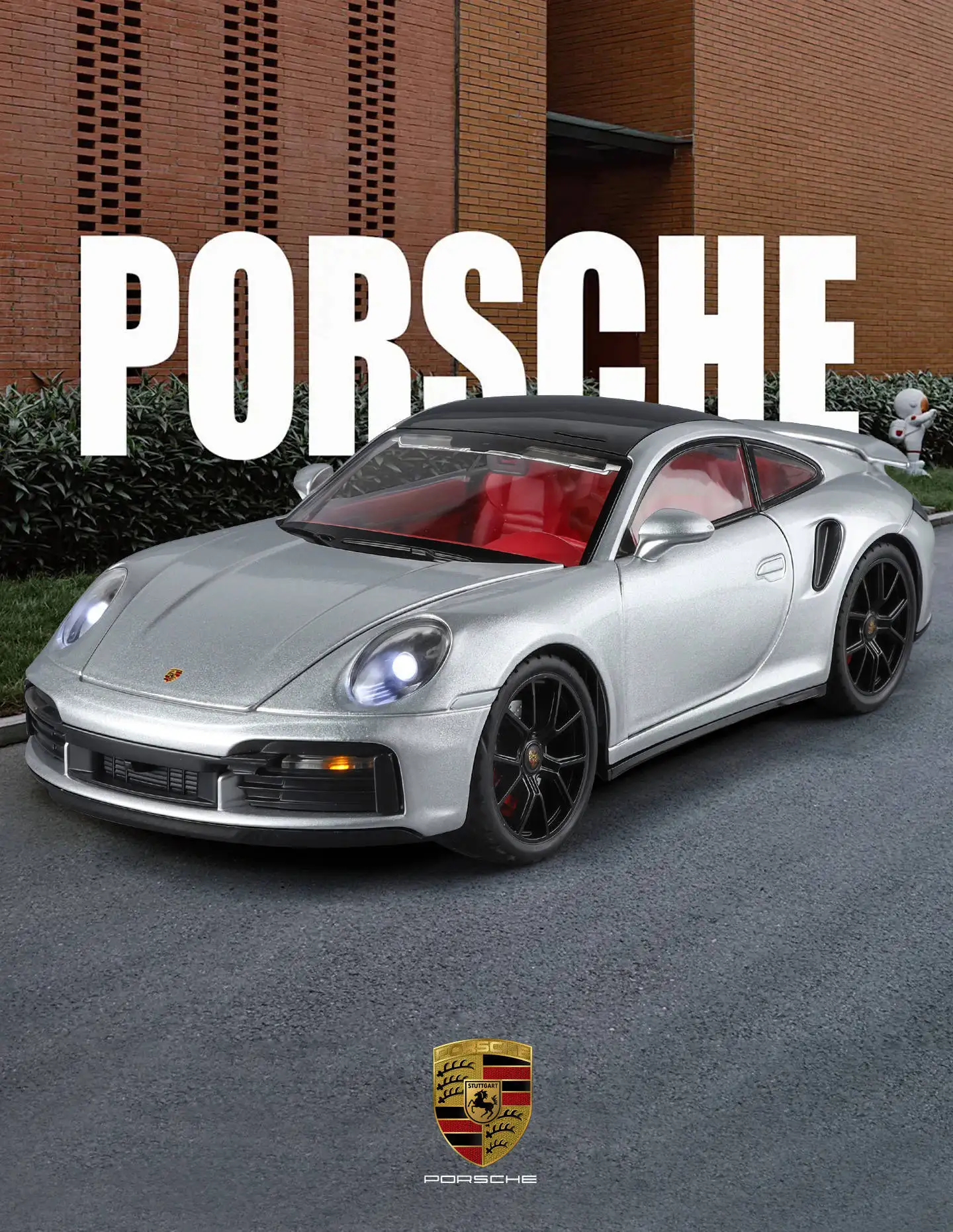 1:24 Porsche 911 992 Turbo S Legierung Sportwagen Modell Druckguss Metall Rennfahrzeug Auto Modell mit Simulation Sound und Licht Kinderspielzeug Geschenk – Detail 1