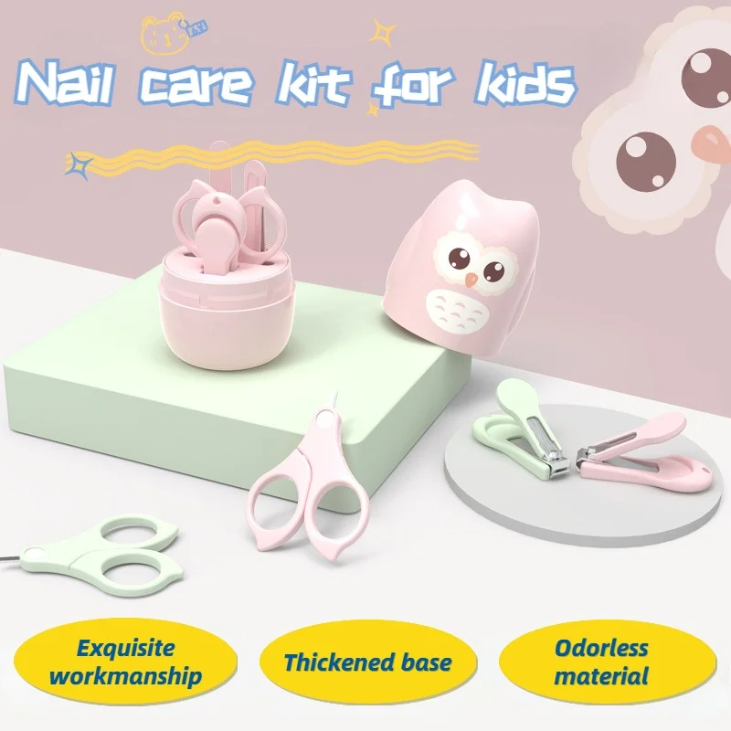 Recém-nascido Baby Nail Scissor Care Tool, Kid Safe Portable Clipper, Trimmer, Tweezer with Box, Children Manicure Kit